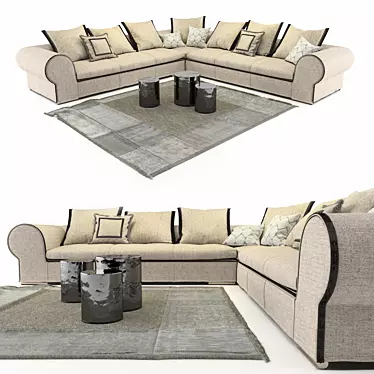 Luxurious Modular Gold Sofa 3D model image 1 