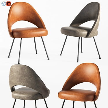 Sculptural Saarinen Armless Chair 3D model image 1 