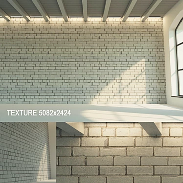 Seamless White Brick Wall 3D model image 1 