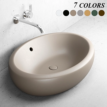 Elegant Oval Ceramic Washbasin 3D model image 1 