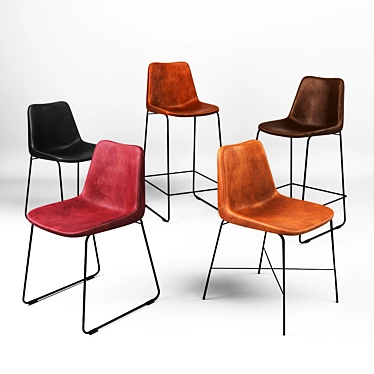 Giron Collection: Stylish Chairs with Leather Seats 3D model image 1 