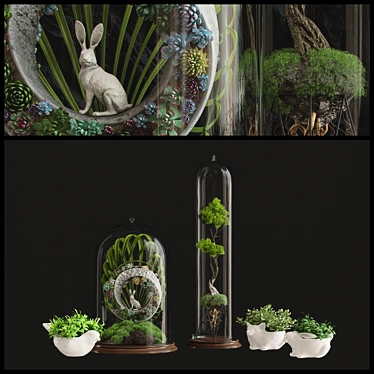 Succulent Forest: Miniature Botanical Showcase 3D model image 1 