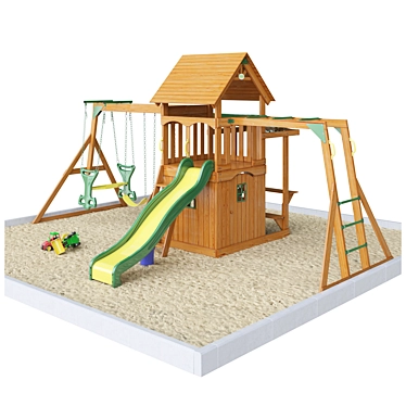 Saratoga Wood Swing Set 3D model image 1 