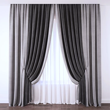 Elegant Blackout Curtain 3D model image 1 