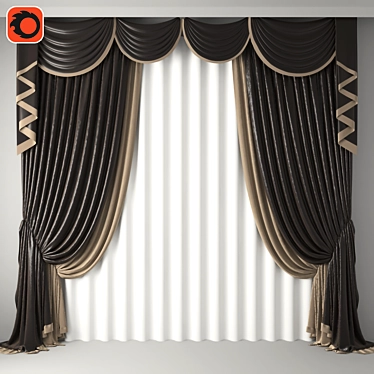 Elegant Floral Curtain: Curtain_038 3D model image 1 