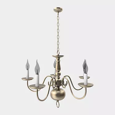 Elegant Sea Gull Chandelier | 5-Light Brushed Nickel 3D model image 1 