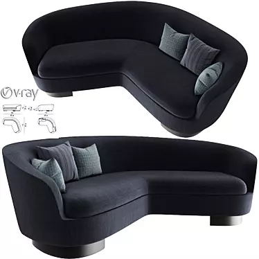 Elegant Minotti Jacques Curved Sofa 3D model image 1 