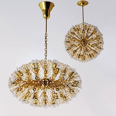 Gold Plated Blowball Sputnik Chandelier 3D model image 1 