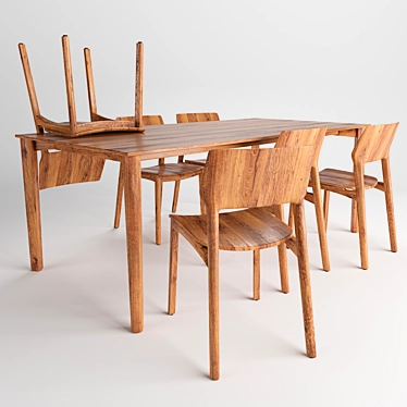 Artisan Fin Set: Stylish Table & Chair 3D model image 1 