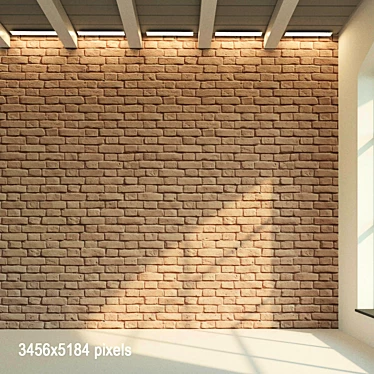 Vintage Brick Wall Texture - Lightly Painted 3D model image 1 