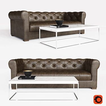 Restoration Hardware Modena Leather Sofa 3D model image 1 