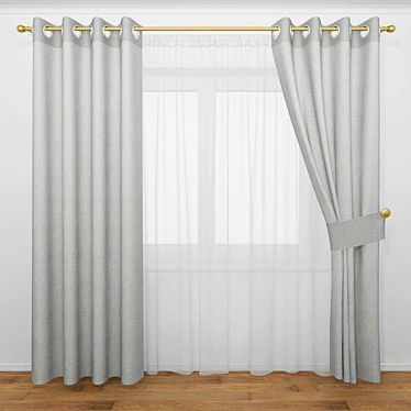 Elegant Window Curtains 3D model image 1 