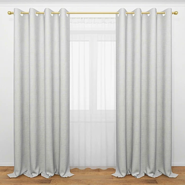 Elegant Window Curtains 3D model image 1 