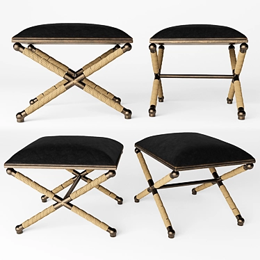 Eichholtz Brass Stool: Versatile Pouf & Side Chair 3D model image 1 