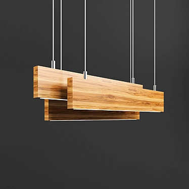 Rustic Wooden Chandelier 3D model image 1 