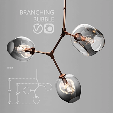 Ethereal Trio: Branching Bubble Lamps 3D model image 1 