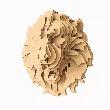 Regal Plywood Lion Wall Sculpture 3D model image 1 