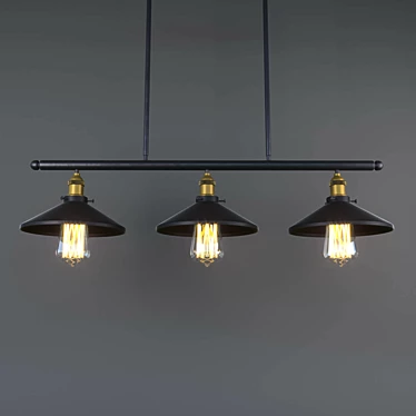 Stylish Crossbar Ceiling Light 3D model image 1 