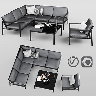 Brafab Belforb Metal Outdoor Furniture Set 3D model image 1 
