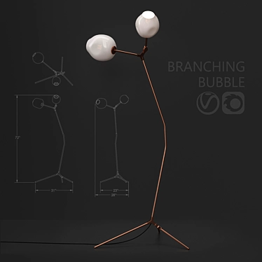 Elegant Tree Branch Floor Lamp 3D model image 1 