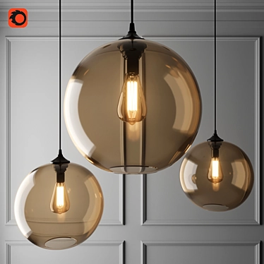 Elegant Solitaire Pendant Lamp 3D model image 1 