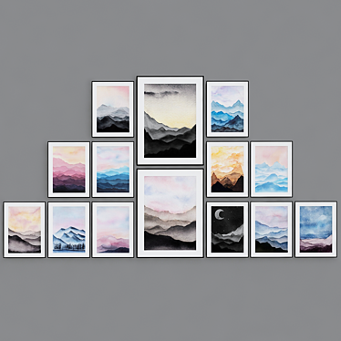 Mountain Watercolor Art Prints 3D model image 1 