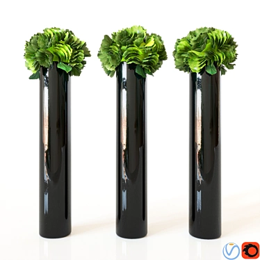 Elegant Hydrangea in Black Vase 3D model image 1 
