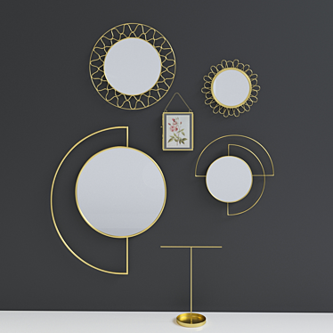 Metallic Decor Set: Frames, Stand & Mirrors 3D model image 1 