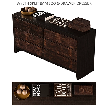 Wyeth Split Bamboo Dresser: Exquisite African-inspired Luxury 3D model image 1 