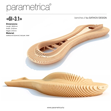 Modern Parametric Bench: GI-3.1 3D model image 1 