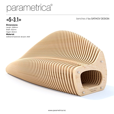 Parametrica Bench S-3.1: Innovative Design, Indoor and Outdoor Use 3D model image 1 