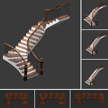 Versatile Set of 3 Stylish Stairs 3D model image 1 