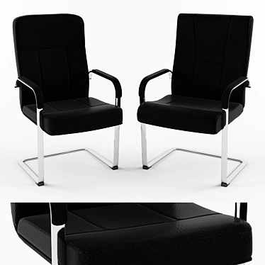 Elegant Leather Office Chair 3D model image 1 