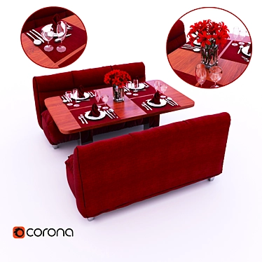 Convertible Table Sofa Set 3D model image 1 