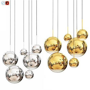 Chrome and Gold Mirror Ball Pendant 3D model image 1 