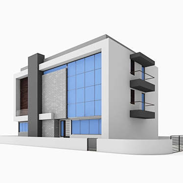 Sleek Modern Bungalow 3D model image 1 