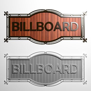 Elegant Iron and Wood Advertising Signboard 3D model image 1 