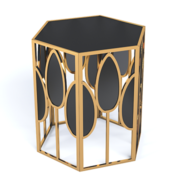 Elegant Gold and Black Side Table 3D model image 1 
