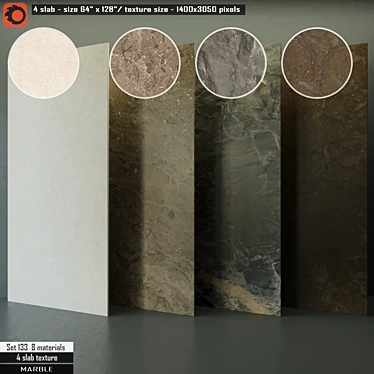 Marble Slab Set 133 - High Res Texture, 8 Preset Materials 3D model image 1 