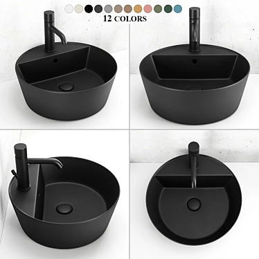 Sleek Round Ceramic Washbasin 3D model image 1 