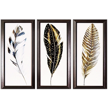 Feathered Beauty Watercolor Wall Art 3D model image 1 