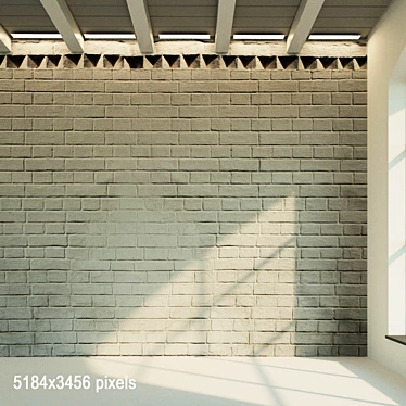 Vintage White Painted Brick Wall 3D model image 1 