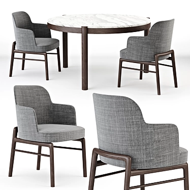 Sleek Flexform Gustav Table & Leda Chair 3D model image 1 