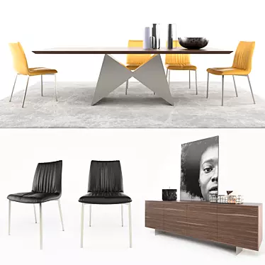 Modern Furniture Set: Gemini Table, Nirvana Chair, and Doride Madia 3D model image 1 