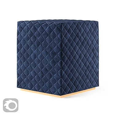 Cris Cross Navy Footstool: Elegant Velvet with Gold Base 3D model image 1 