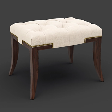 Elegant Mahogany Velvet Ottoman 3D model image 1 