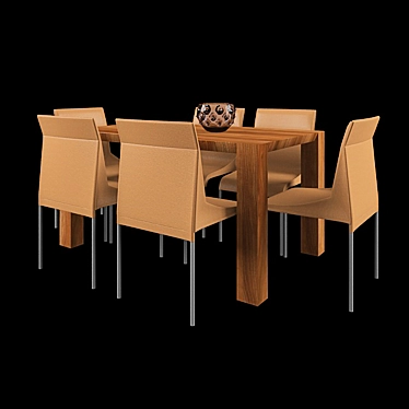 Modern Poliform Table Chair Set 3D model image 1 