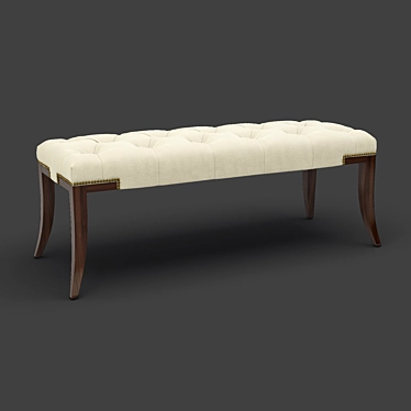 Elegant Mahogany Bancette with Cream Velvet Upholstery 3D model image 1 