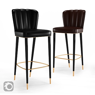 Luxurious Dillon Leather Bar Stool 3D model image 1 