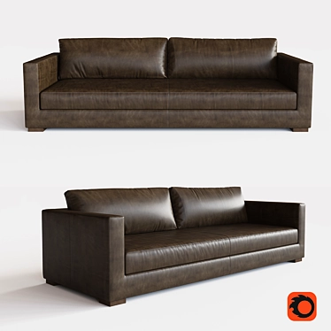 Modena Leather Shelter Sofa 3D model image 1 